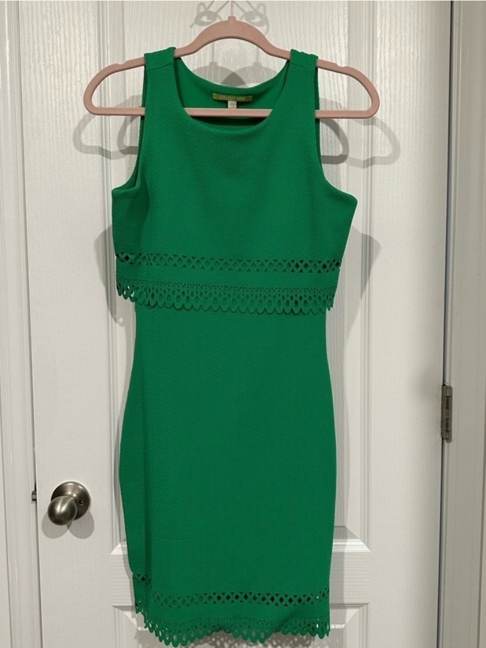 Gianni Bini Emerald Green Lace-Trim Midi Sheath Dress